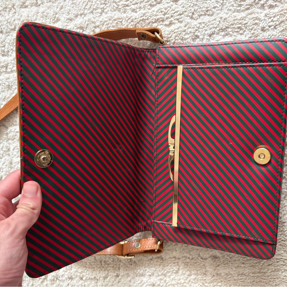 Gucci Red and green Striped Crossbody Bag 1960 vintage good condition - Picture 4 of 10